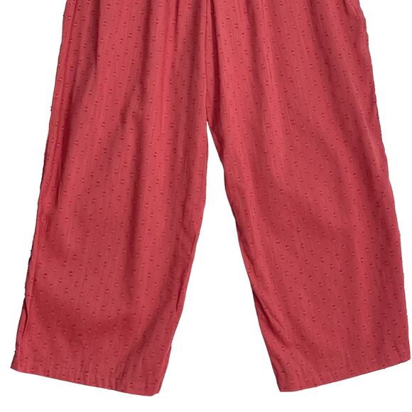 Old Navy Clip Dots Wide Leg Crop Pants Sz S Pink Pull On Elastic Waist Pockets - Picture 8 of 9